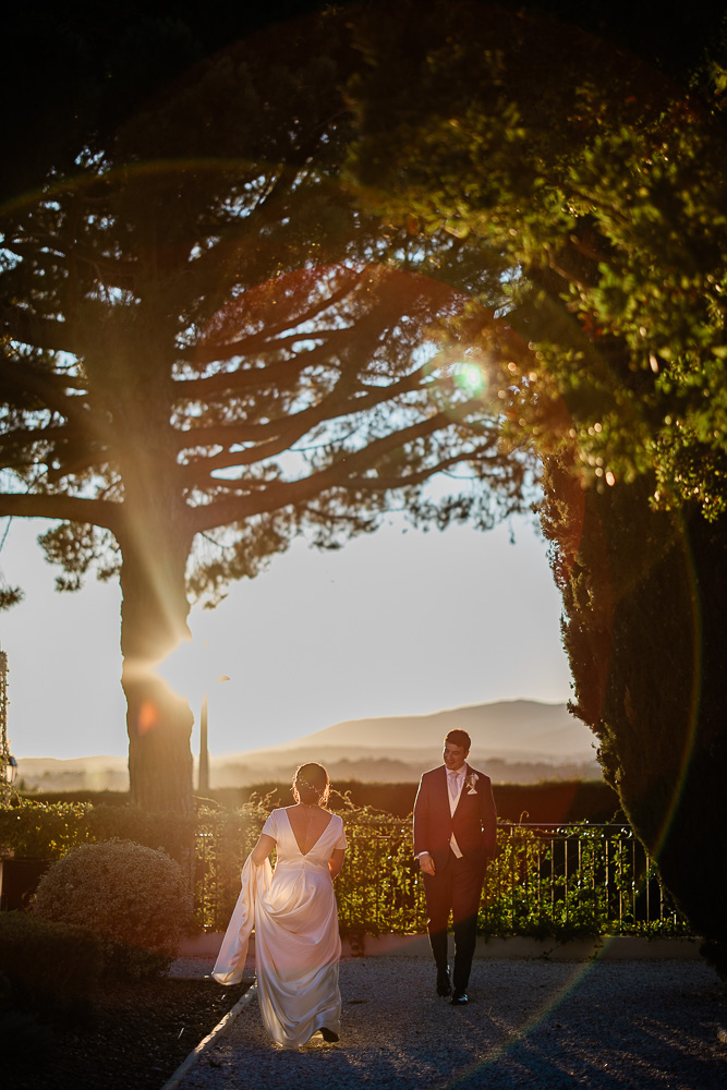chateau de cremat wedding photography as a bride and groom dance in golden hour