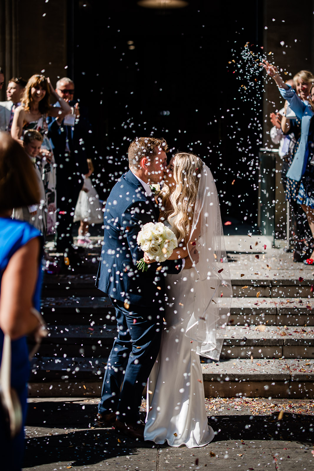 A confetti shot during a Bristol wedding, captured by Laura Rosemary Photography