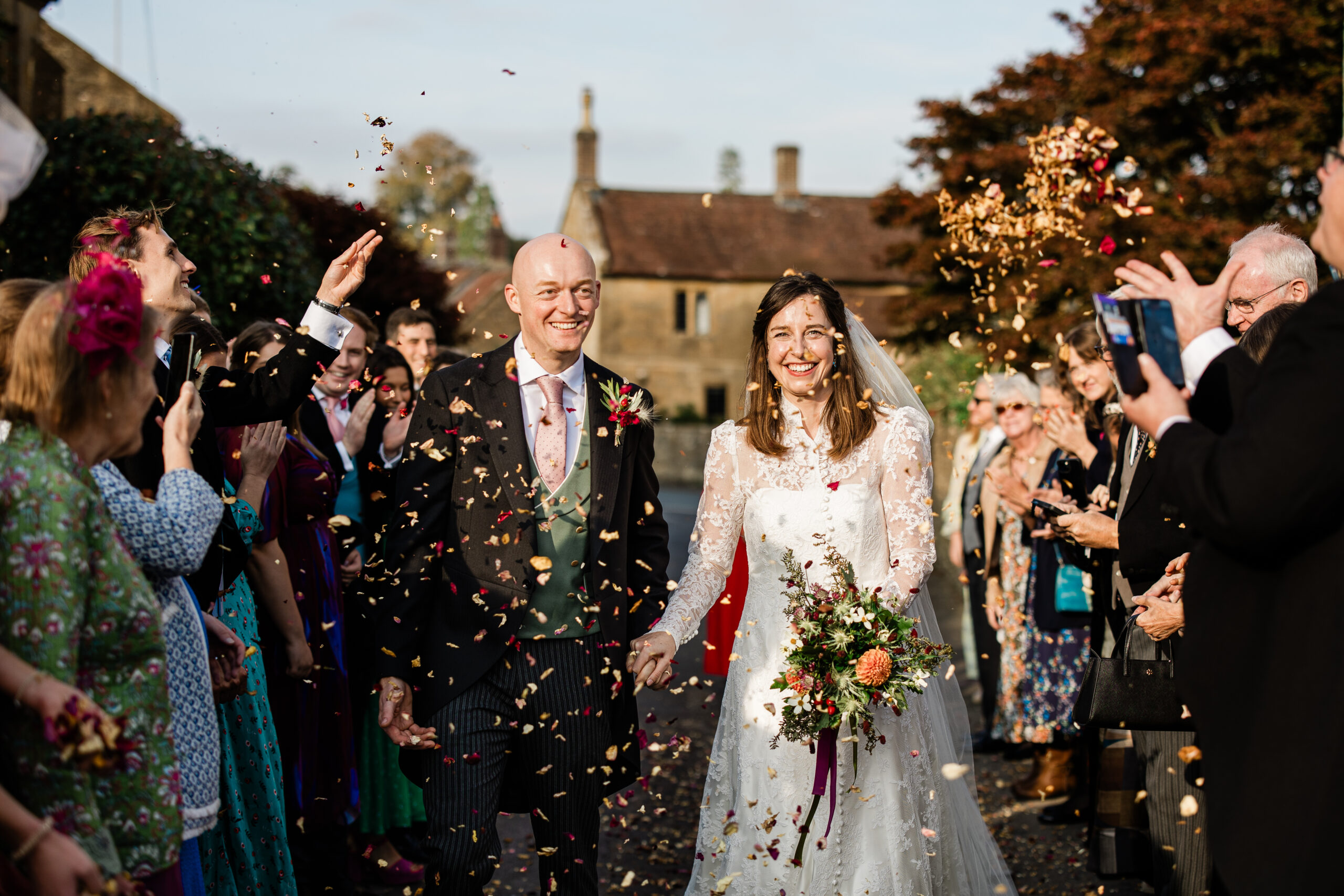 confetti shot for luxury wedding in somerset