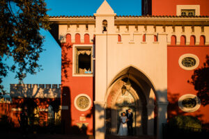 A documentary style capture of a bride and groom by a chateau de cremat wedding photographer