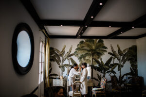 Wedding preparations during chateau de crémat wedding photography