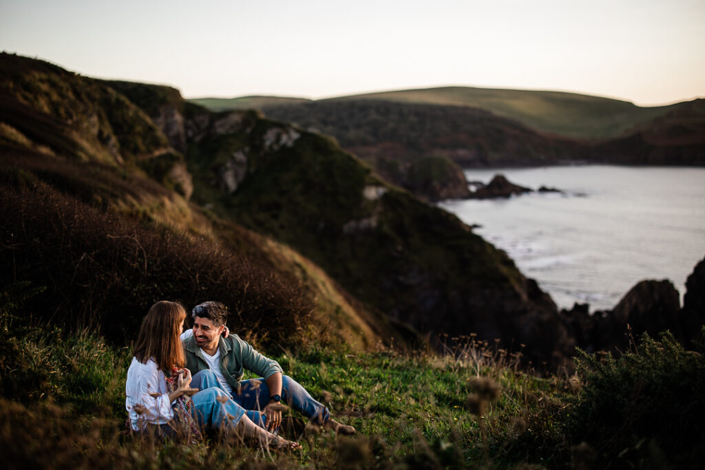 Pre-wedding couple shoot in Devon, at a beach