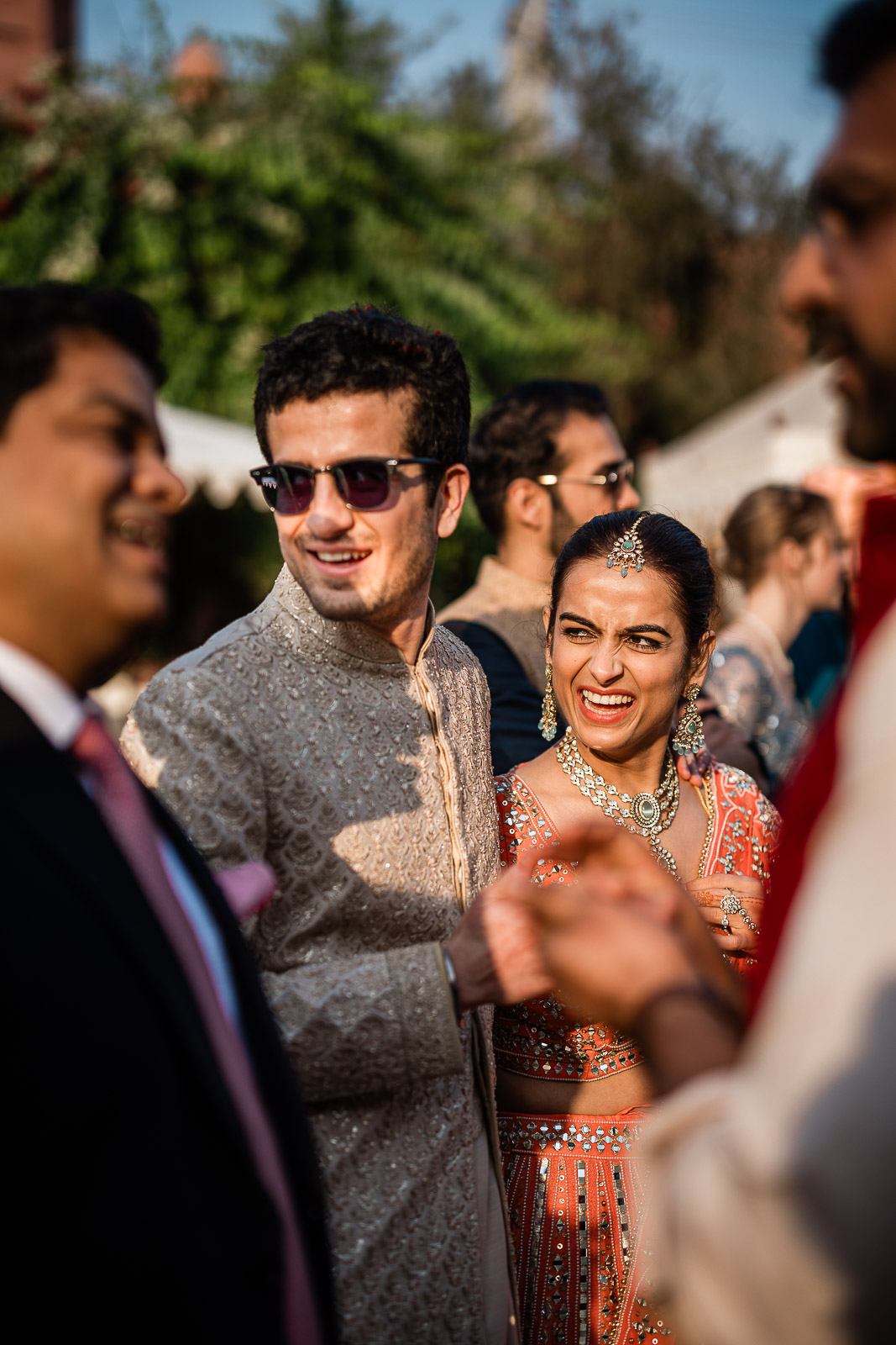 A candid wedding capture of a bride and groom during an Indian wedding
