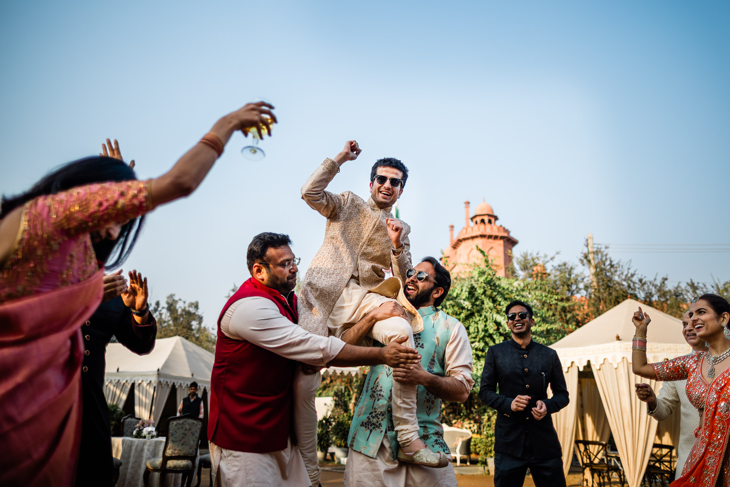 A documentary wedding photography capture during an Indian wedding reception in Chandigarh