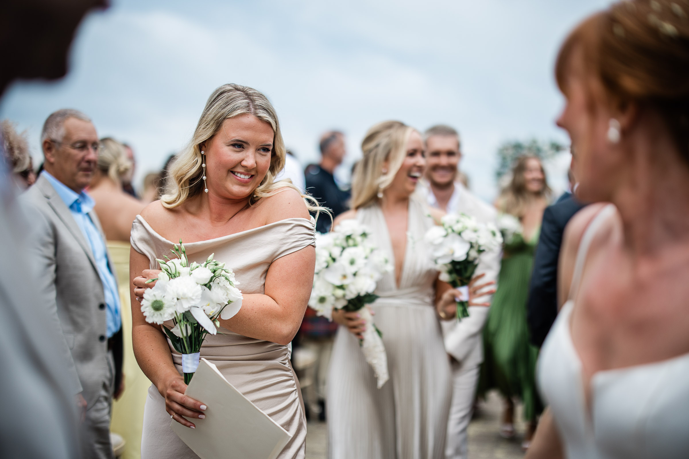 A candid wedding moment during the ceremony at Carbis Bay Hotel, St Ives