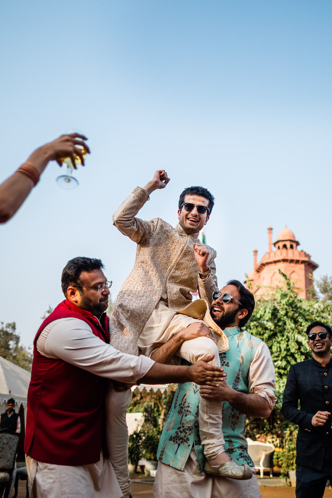 A documentary wedding photography capture during an Indian wedding reception in Chandigarh