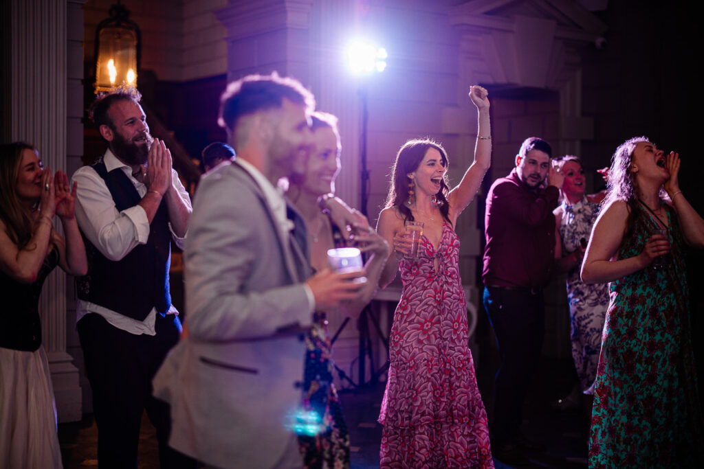 Dancing during a stately home wedding