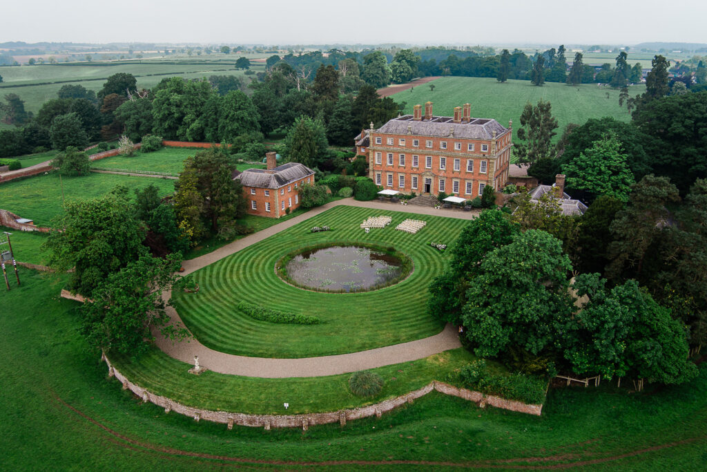 Drone photography at Davenport House wedding venue