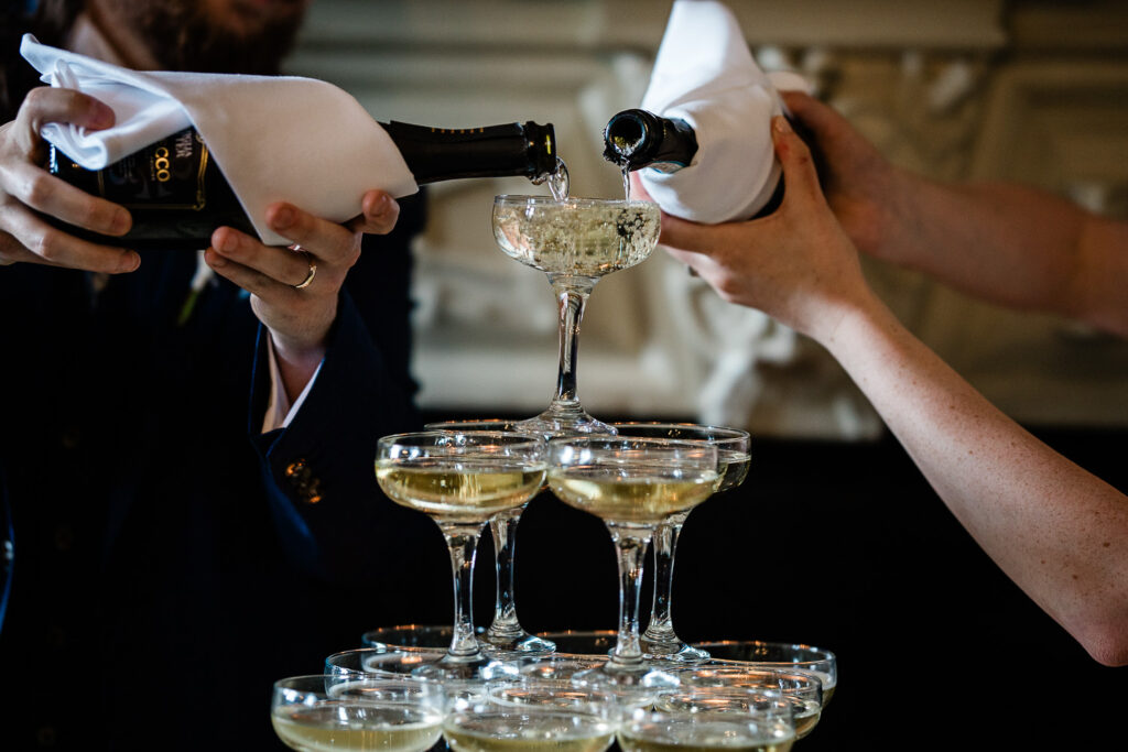Champagne tower for luxury english wedding