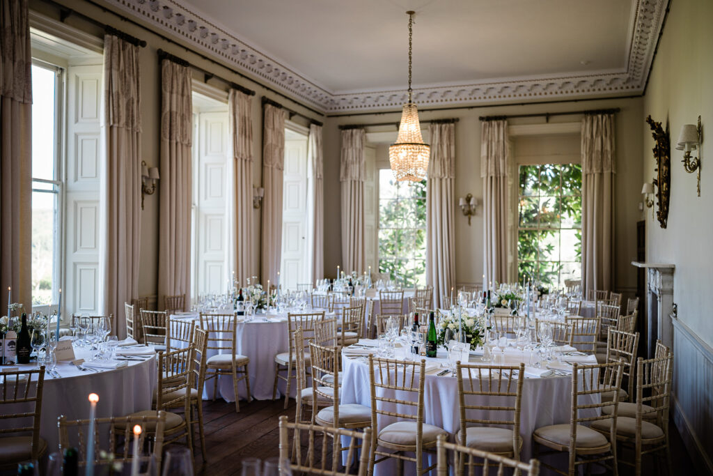 Luxury wedding reception at Pynes House