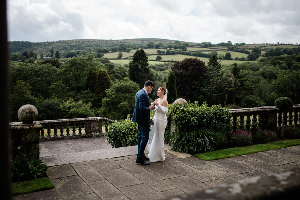 Candid couple photos by a Bovey Castle wedding photographer
