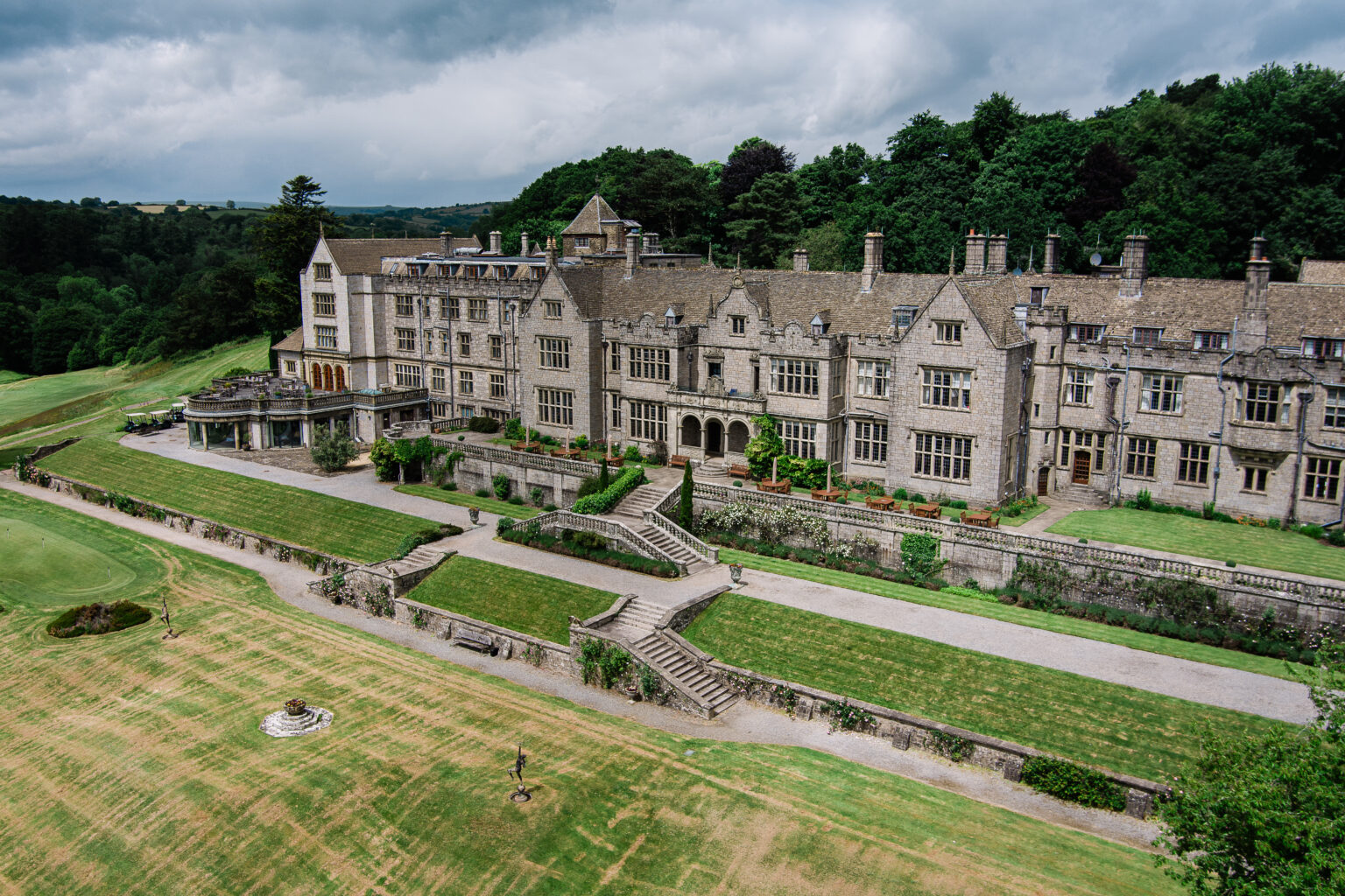 Drone photography of Bovey Castle wedding venue