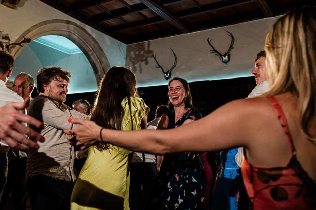 the dancefloor at a huntsham court wedding, captured by Laura Rosemary Photography