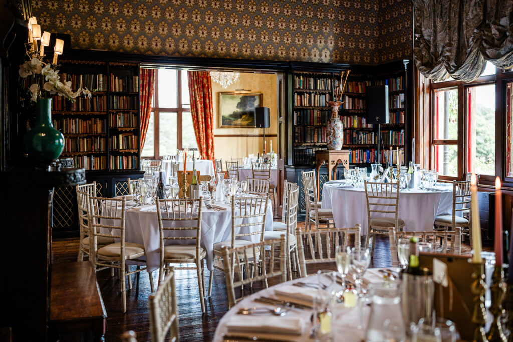 luxury wedding reception capture by wedding photographer at huntsham court named Laura Rosemary Photography