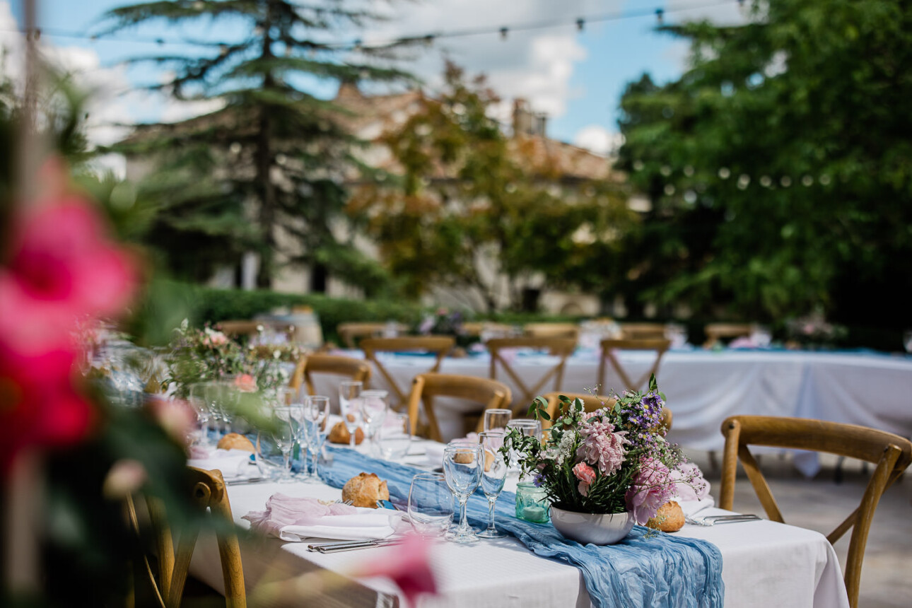 An elegant wedding reception for a destination wedding in the South of France.