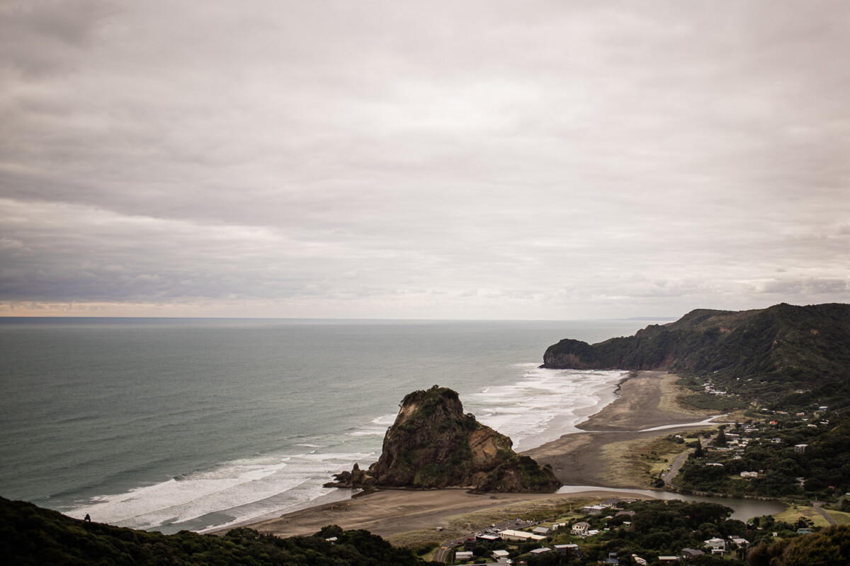 Piha beach, a rugged west coast beach in New Zealand
