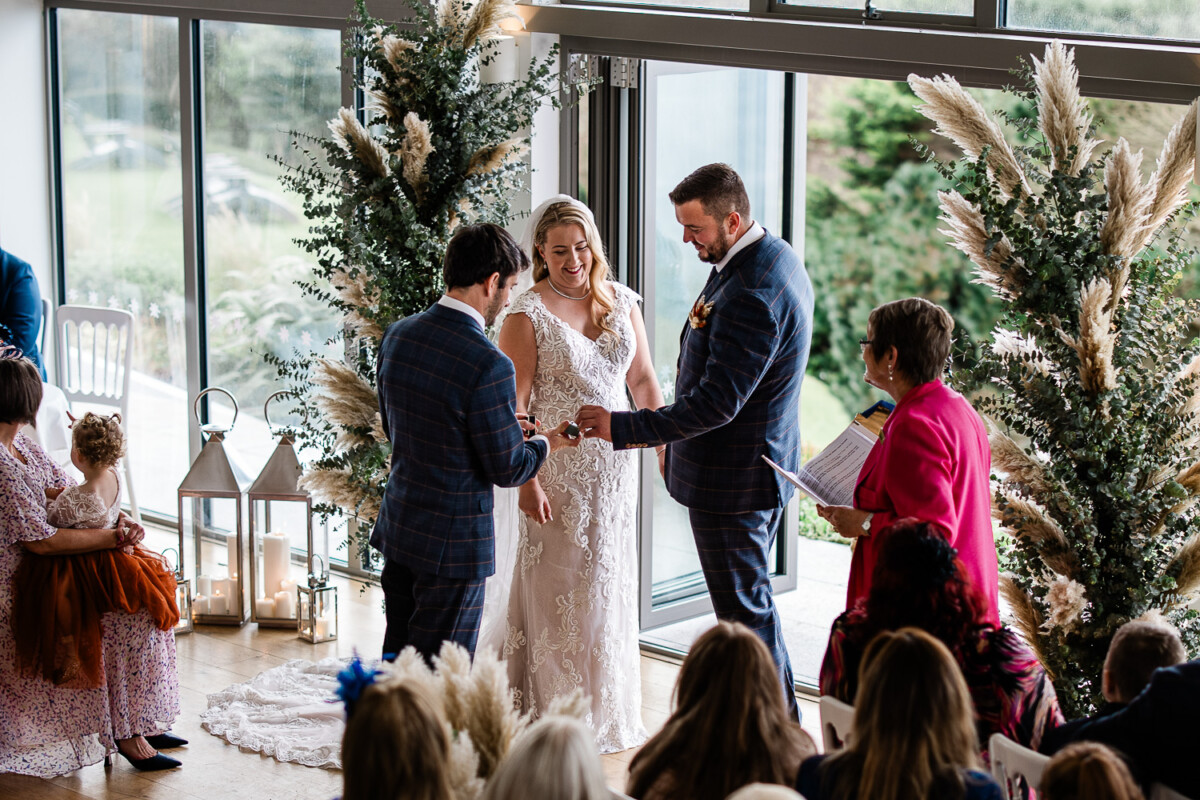 A bride and groom say their vows