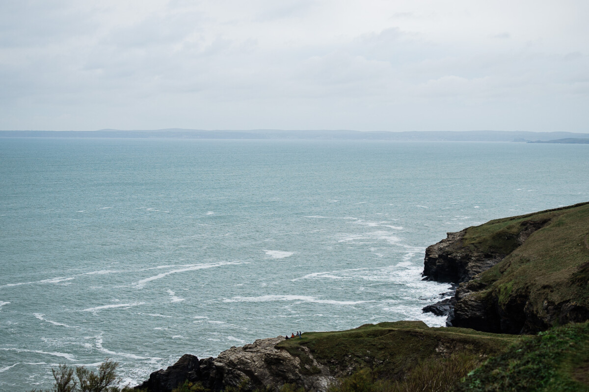 A view of the Cornish cliffs and ocean from Polurrian on the Lizard in Cornwall