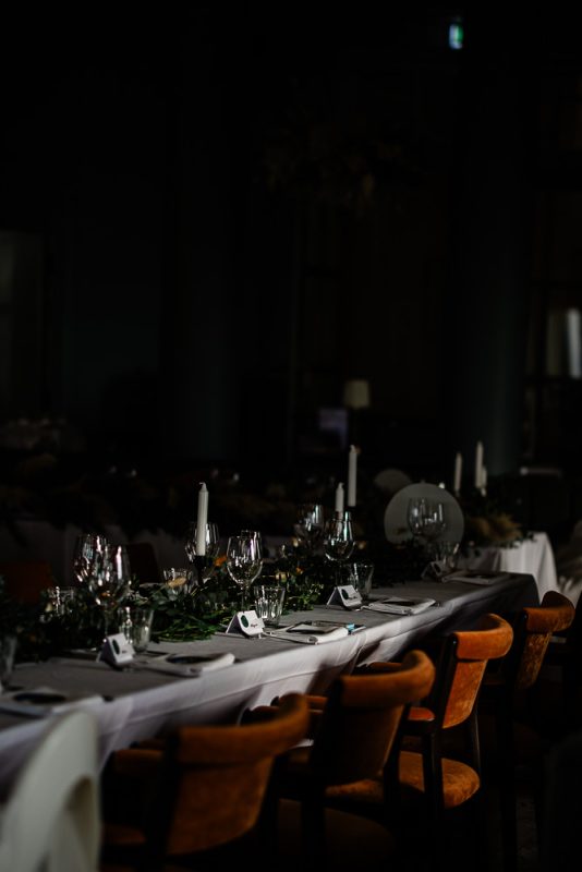 An autumnal themed wedding reception at Polurrian on the lizard wedding venue in Cornwall