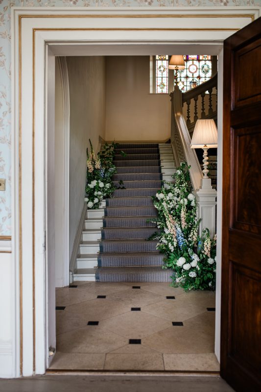 Luxury wedding florals at Pynes House wedding venue