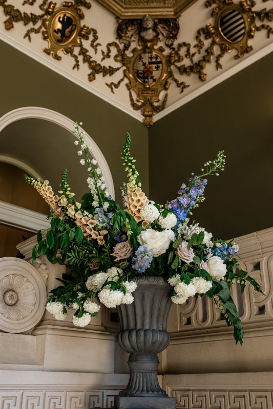 Luxury wedding flowers at a country house wedding venue in Devon