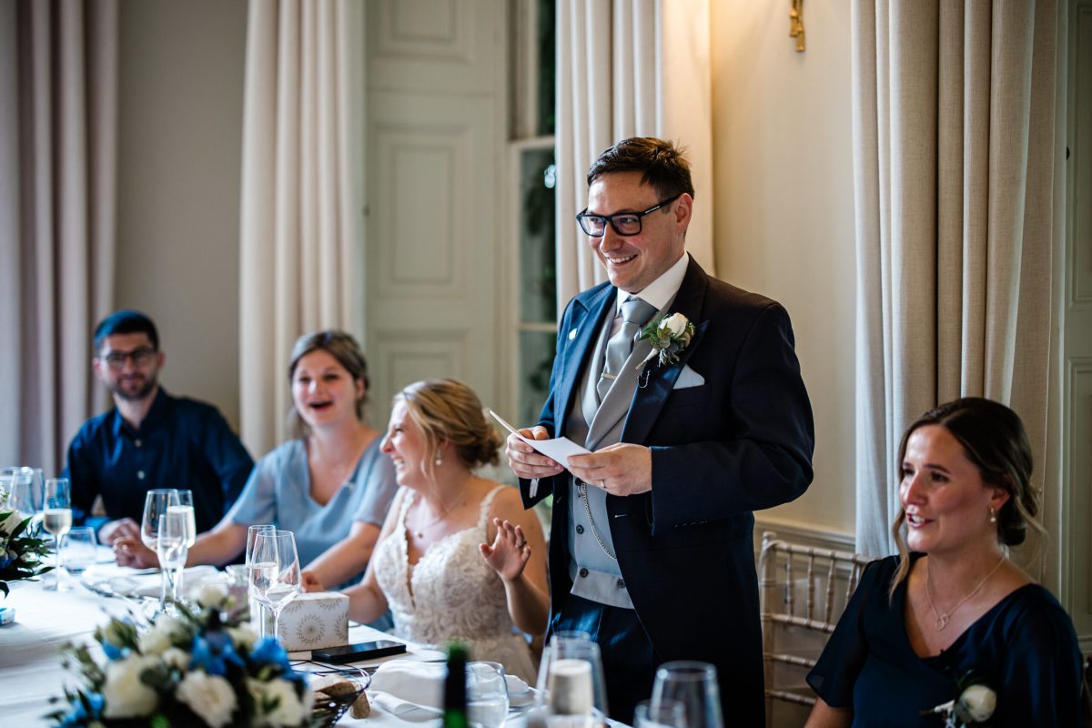 A bride and groom at Pynes House wedding venue
