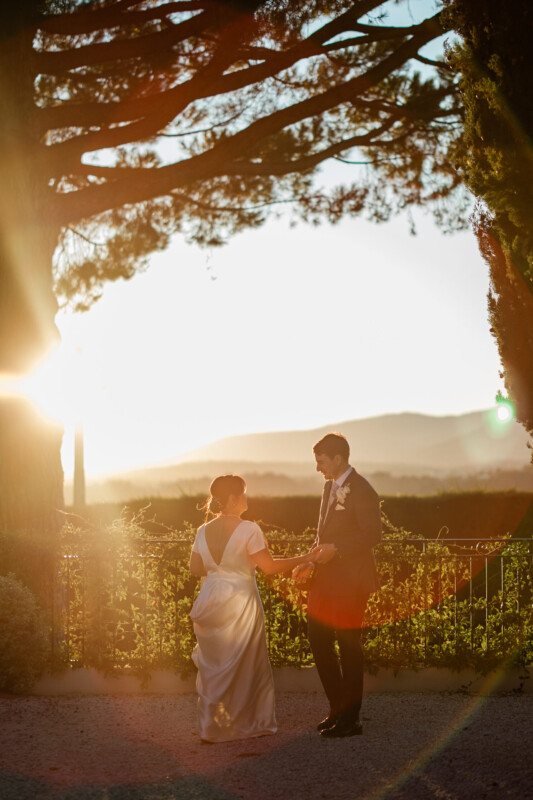 Golden hour couple photos, at Chateau Cremat for a french chateau wedding by a destination wedding photographer
