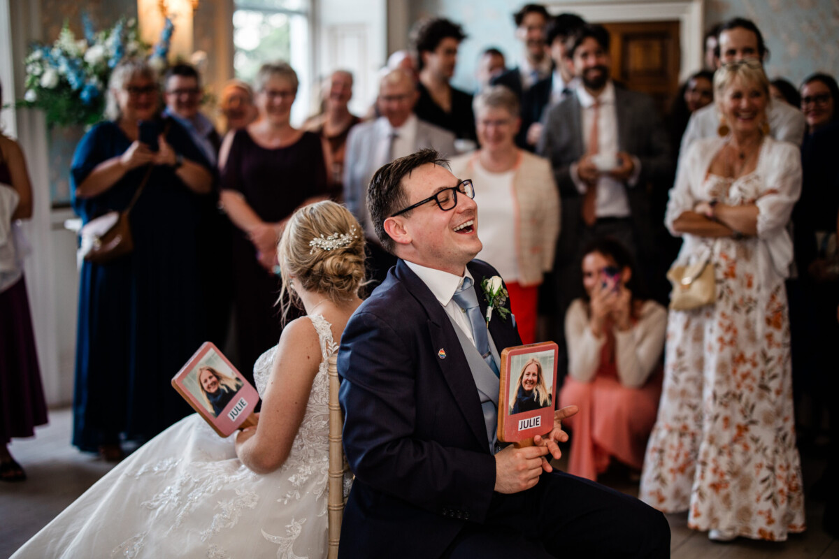 Wedding games during a french-english fusion wedding at Pynes House wedding venue in Devon