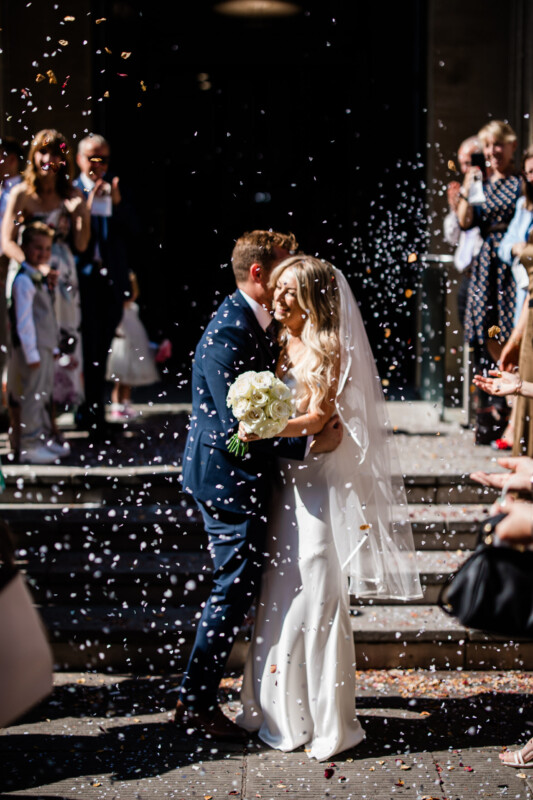 The confetti shot for a wedding at Bristol Registry office, captured by a wedding photographer UK