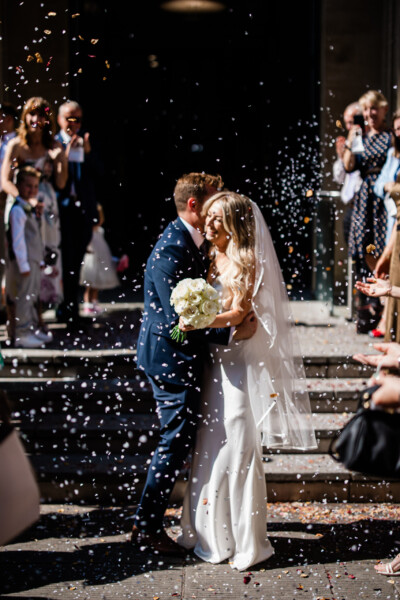 The confetti shot for a wedding at Bristol Registry office, captured by a wedding photographer UK