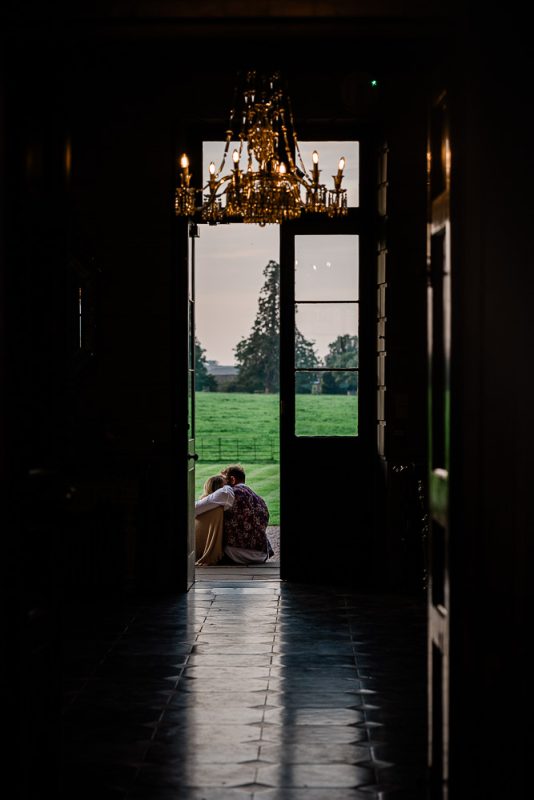 A quiet moment after the wedding ceremony, at a stately home wedding venue in Shropshire