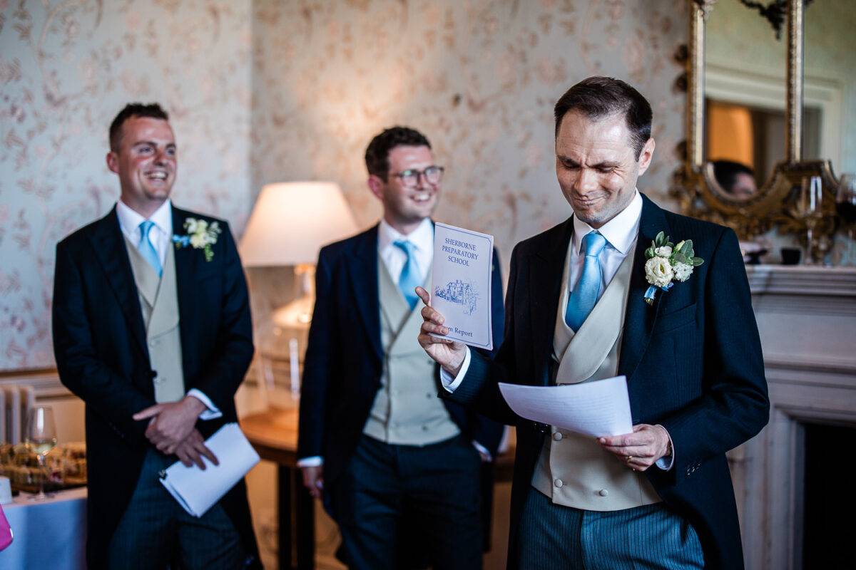 Speeches captured by a wedding photographer at Pynes House