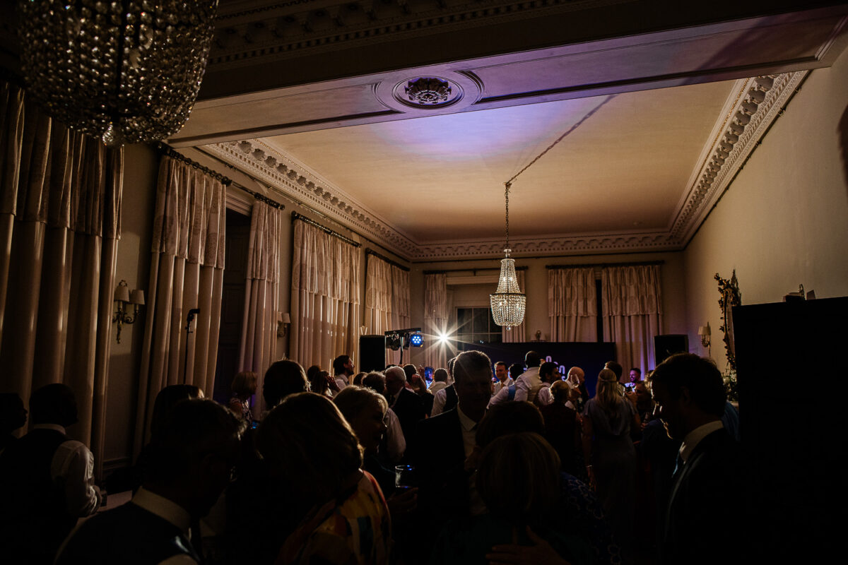 Wedding photography at Pynes House wedding venue at night time