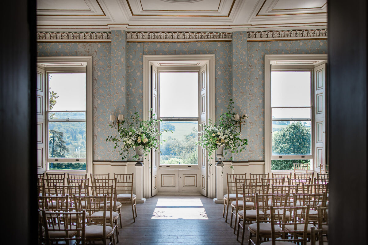 Luxury wedding floristry captured by a Pynes House Wedding Photographer