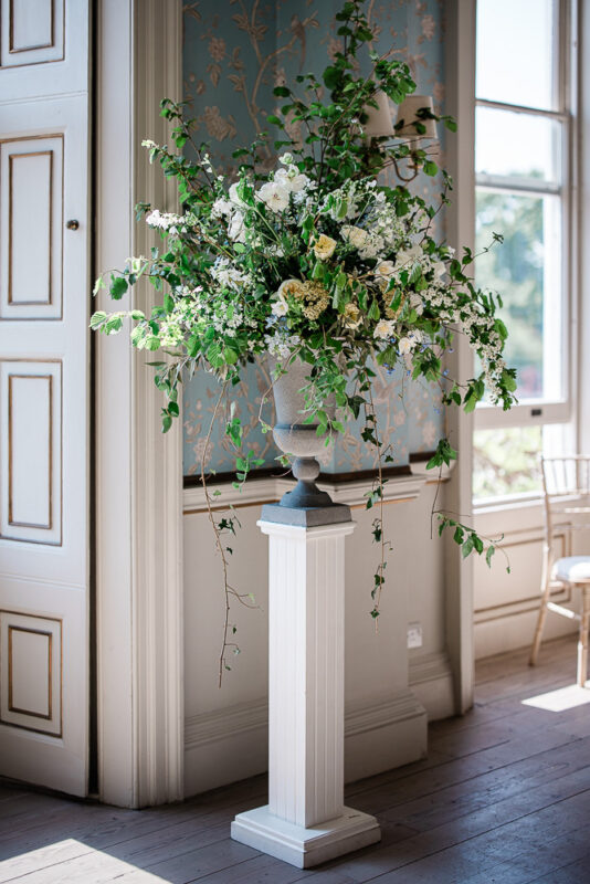 Luxury wedding floristry at Pynes House